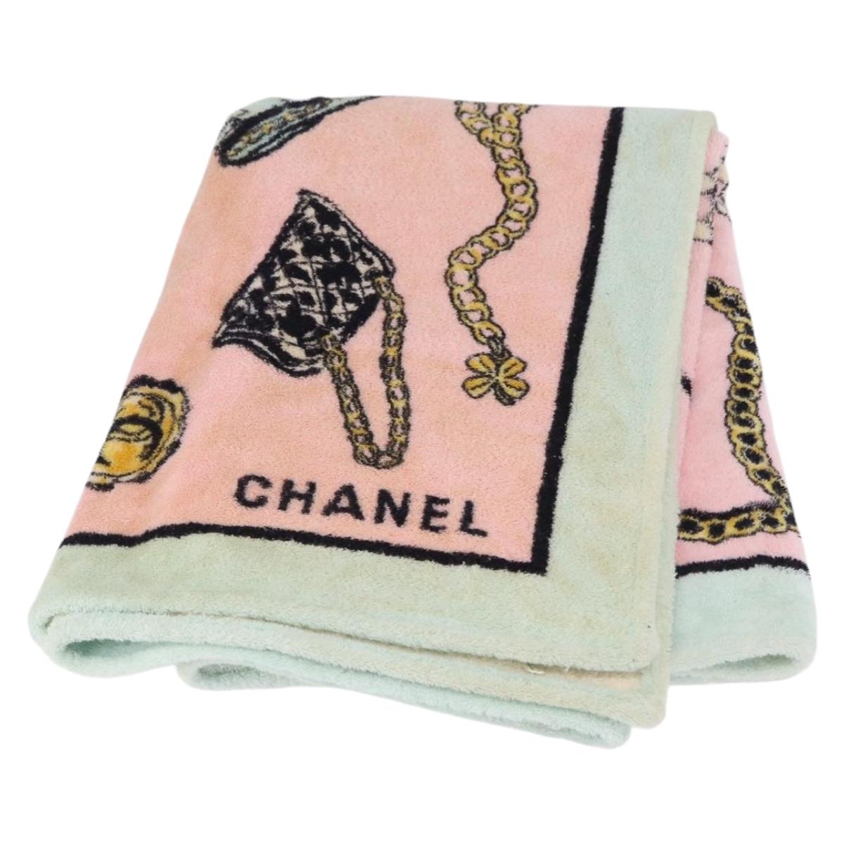 CHANEL Beach Towel Cotton Multicolor CC Auth 188084