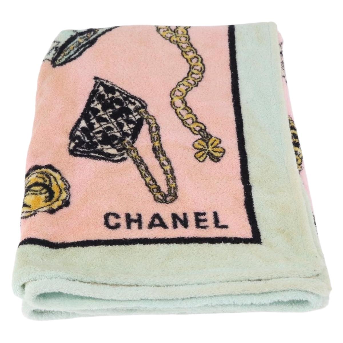 CHANEL Beach Towel Cotton Multicolor CC Auth 188084