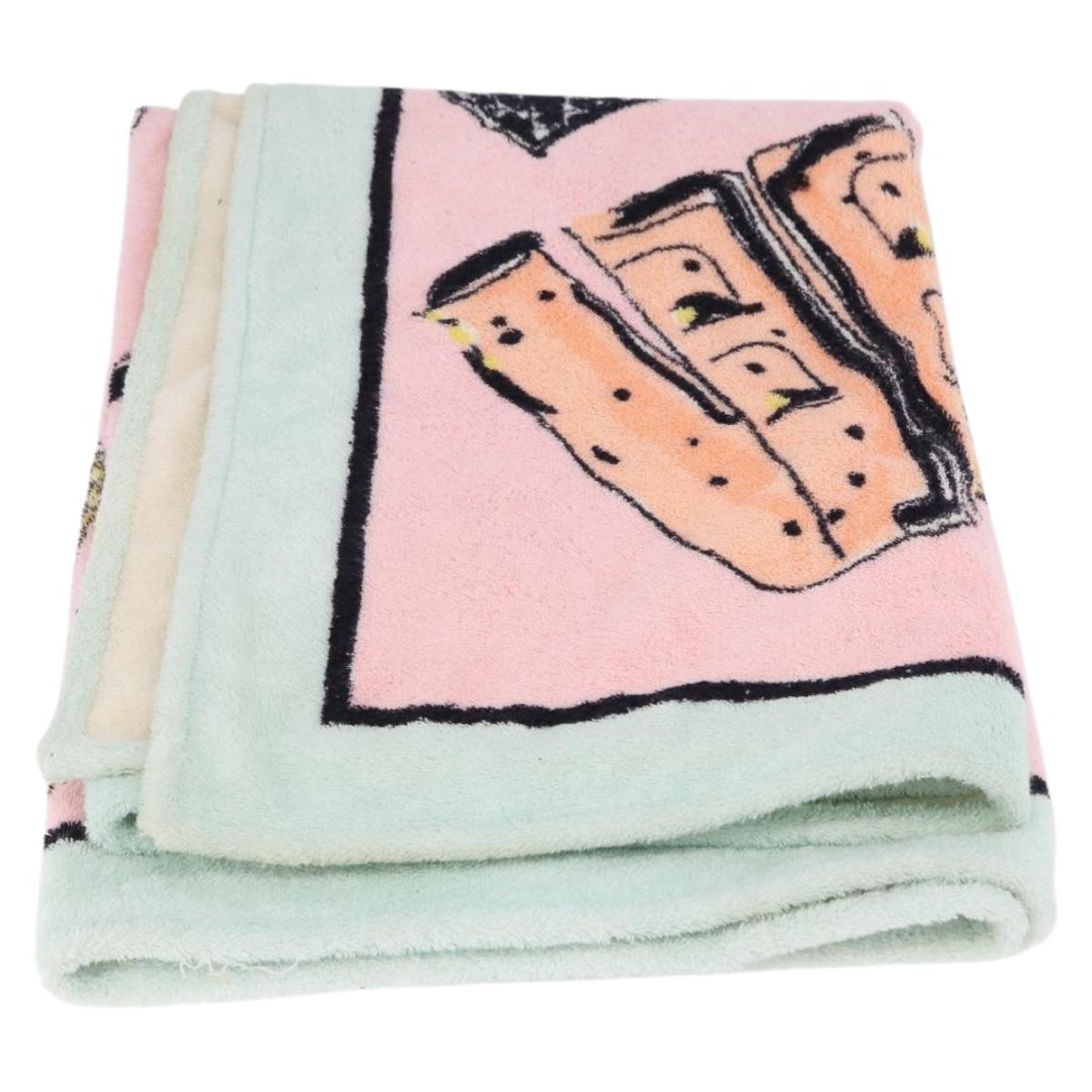 CHANEL Beach Towel Cotton Multicolor CC Auth 188084