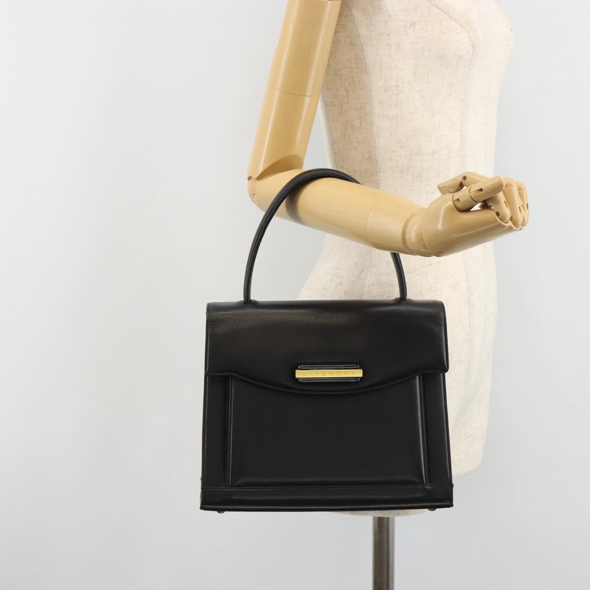 GIVENCHY Hand Bag Leather Black Auth 188085