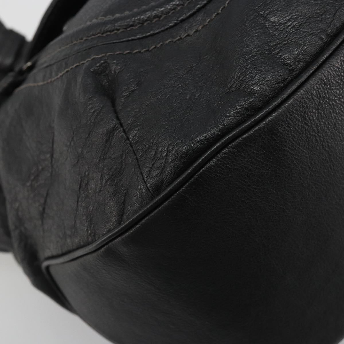 BURBERRY Tote Bag Leather Black Auth 188086A
