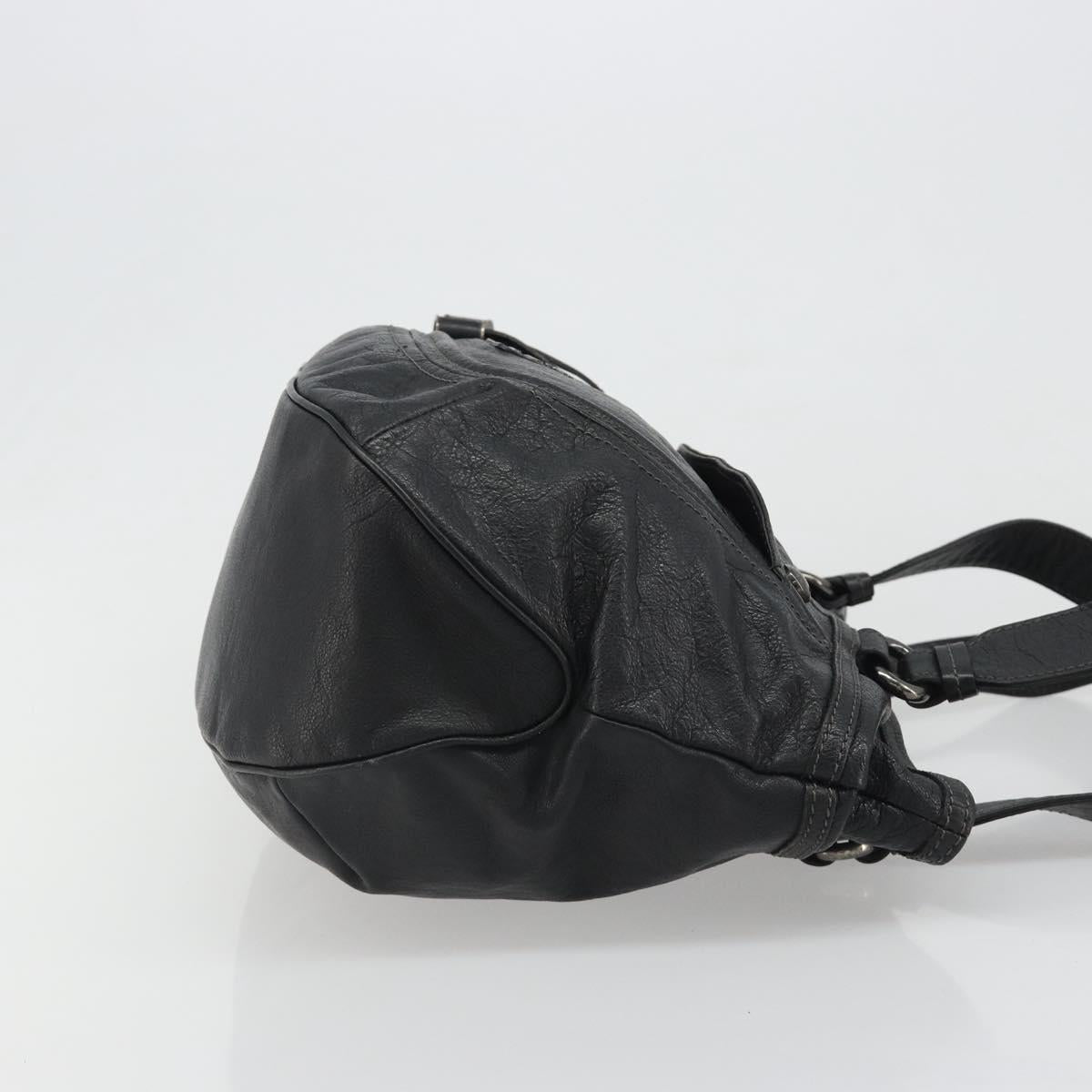BURBERRY Tote Bag Leather Black Auth 188086A
