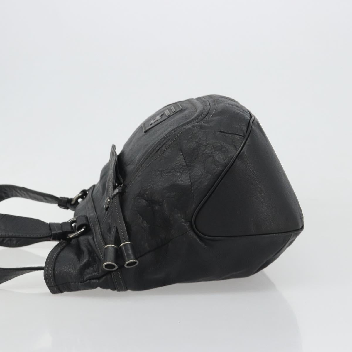 BURBERRY Tote Bag Leather Black Auth 188086A