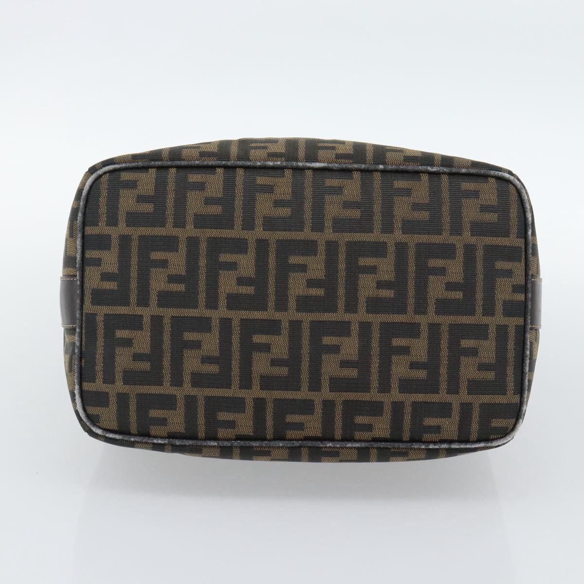 FENDI Zucca Canvas Hand Bag Black Brown Auth 188089
