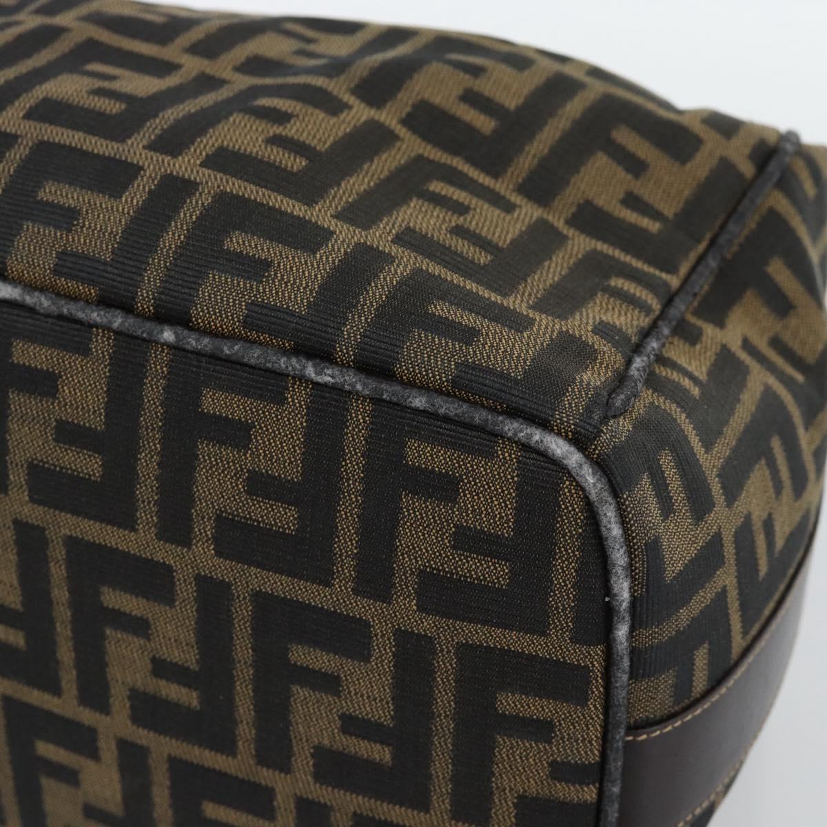 FENDI Zucca Canvas Hand Bag Black Brown Auth 188089
