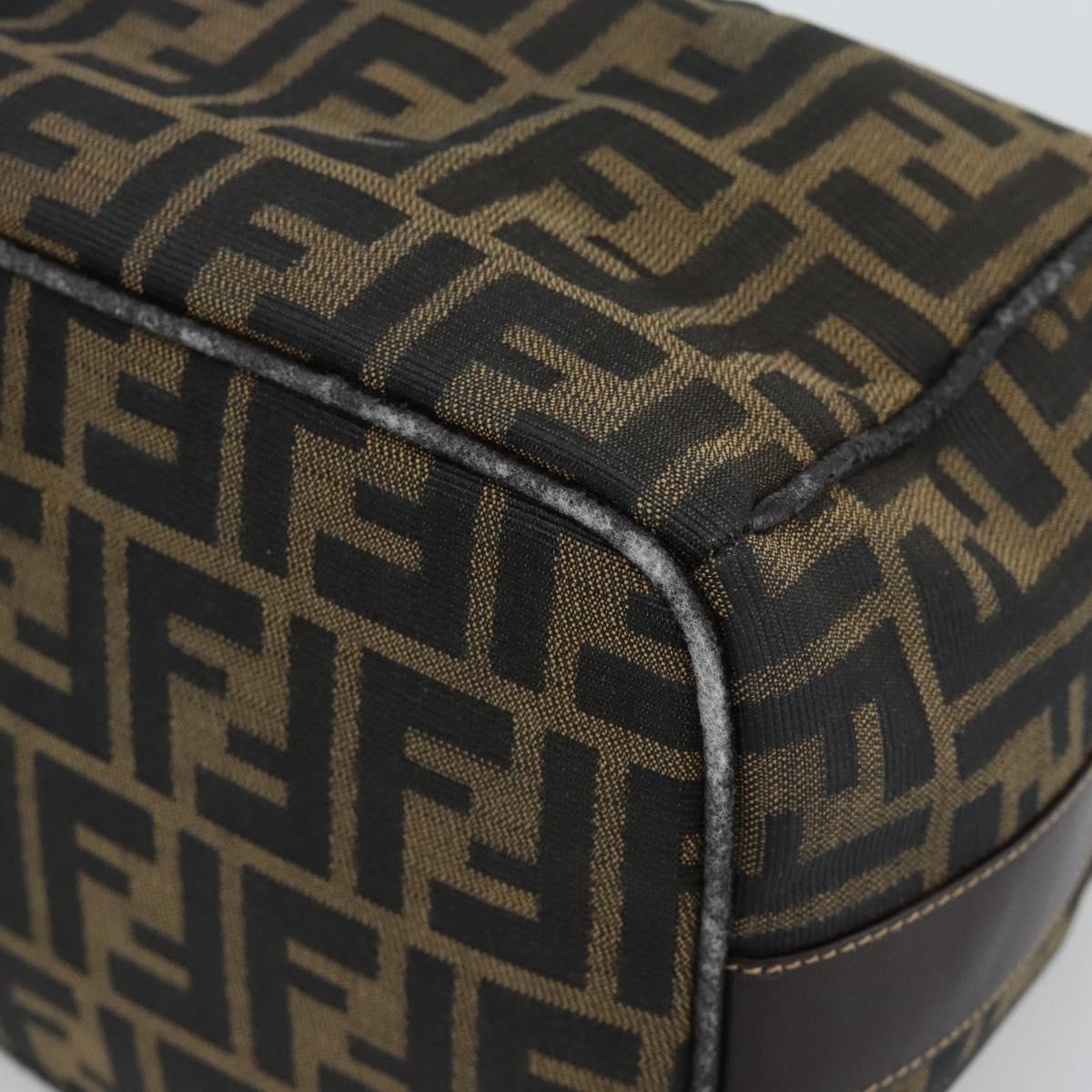 FENDI Zucca Canvas Hand Bag Black Brown Auth 188089