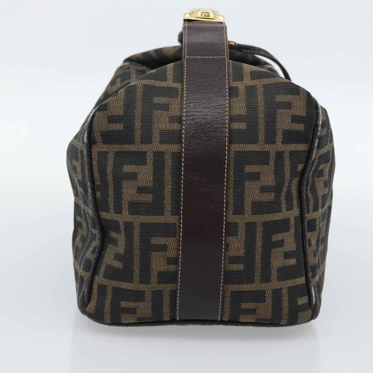 FENDI Zucca Canvas Hand Bag Black Brown Auth 188089