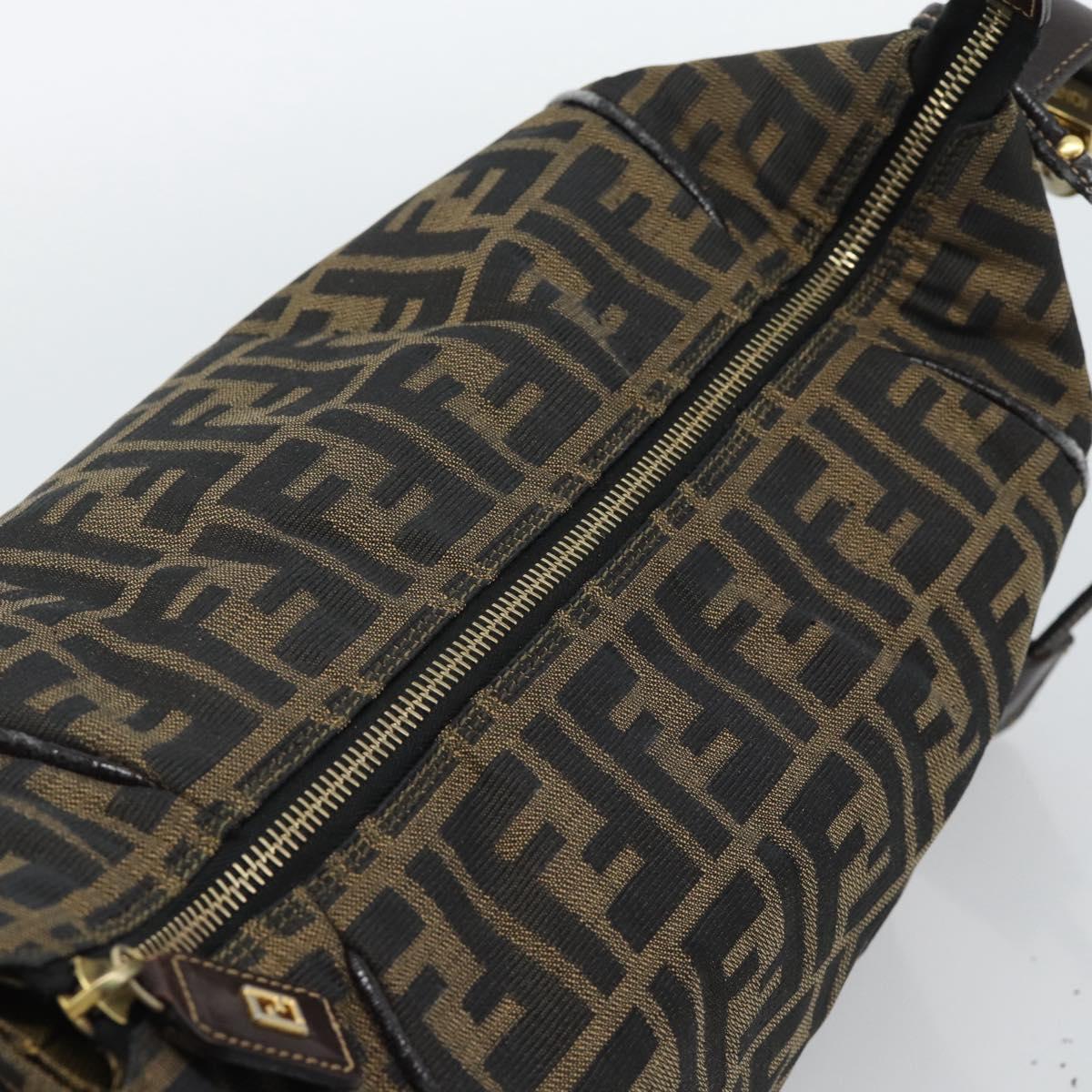FENDI Zucca Canvas Hand Bag Black Brown Auth 188089