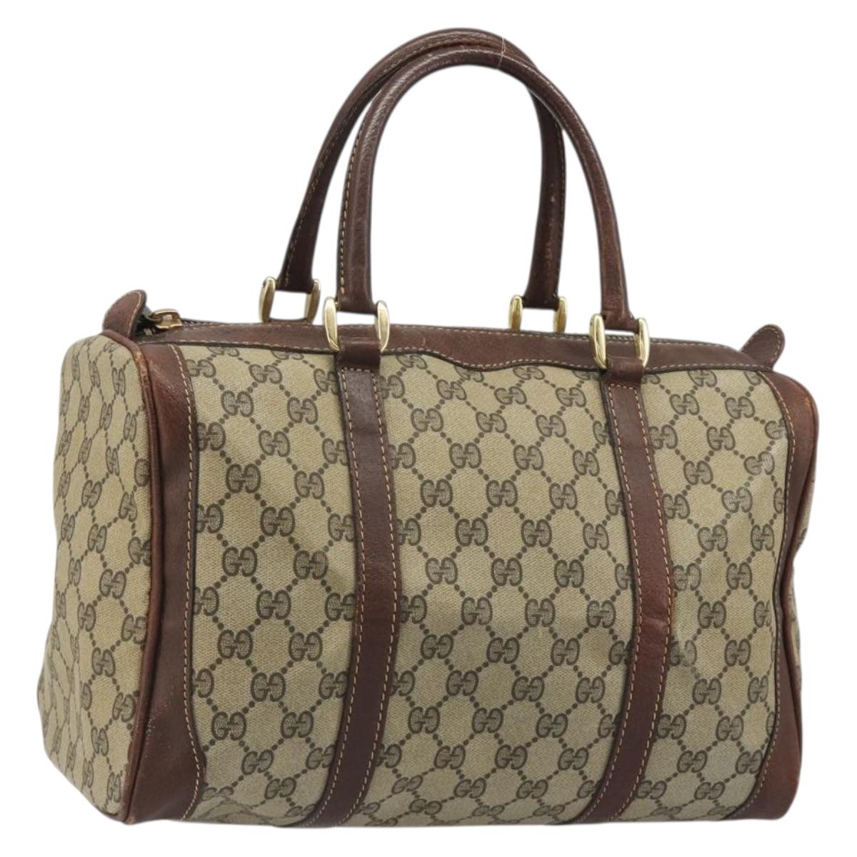 GUCCI GG Supreme Boston Bag PVC Beige Auth 188090