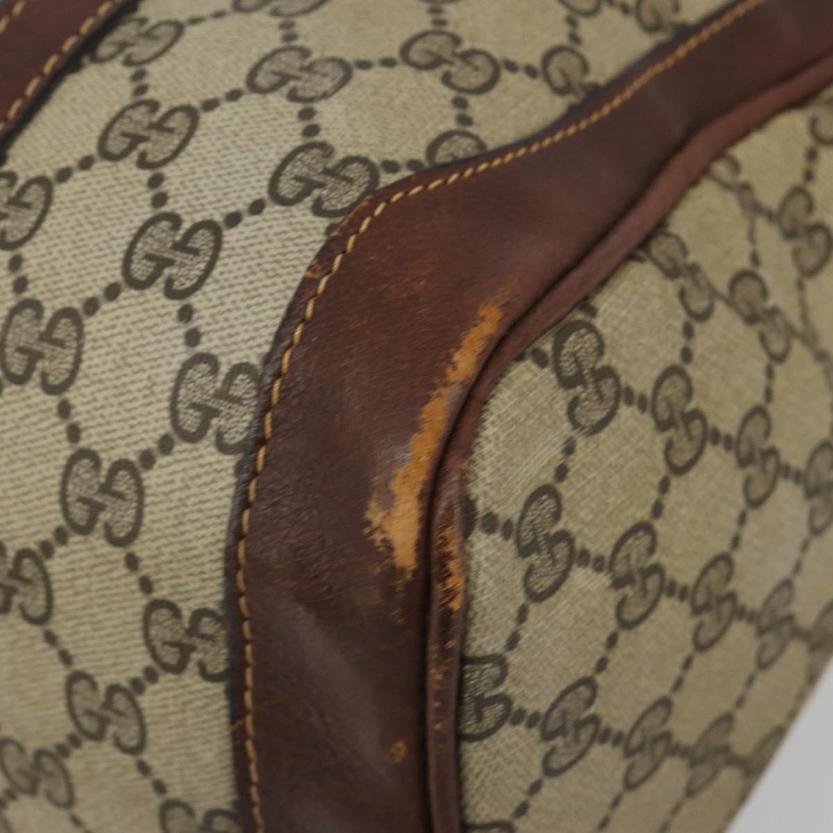 GUCCI GG Supreme Boston Bag PVC Beige Auth 188090