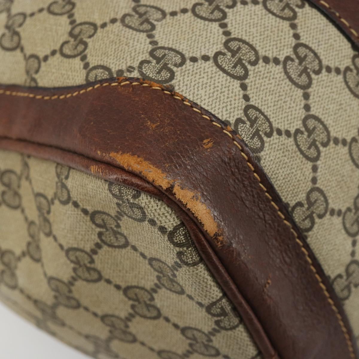 GUCCI GG Supreme Boston Bag PVC Beige Auth 188090