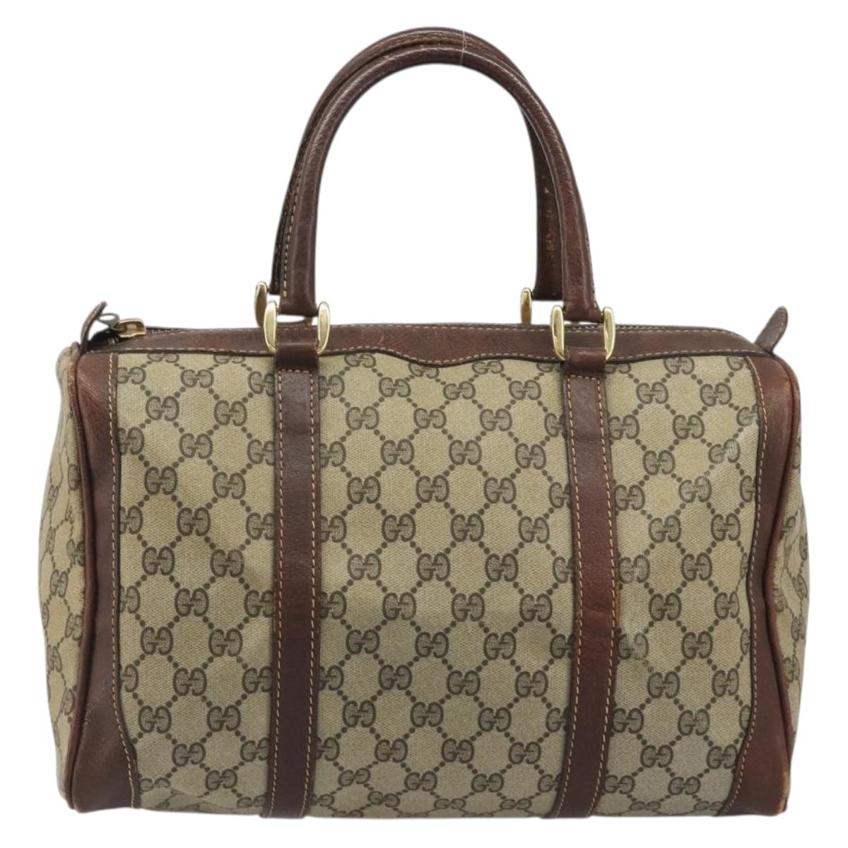 GUCCI GG Supreme Boston Bag PVC Beige Auth 188090