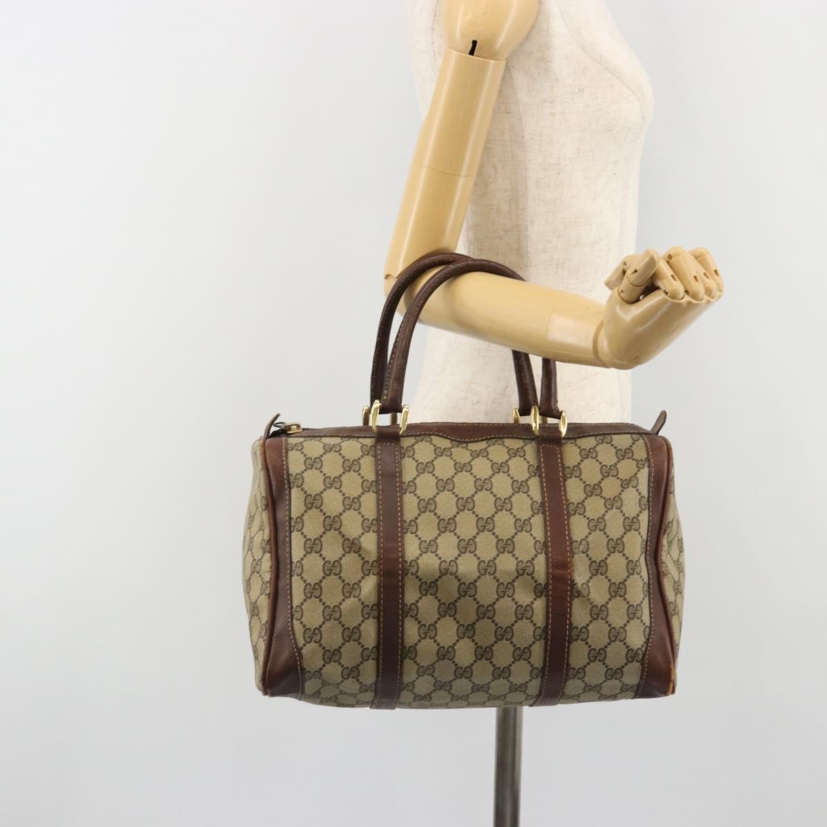 GUCCI GG Supreme Boston Bag PVC Beige Auth 188090