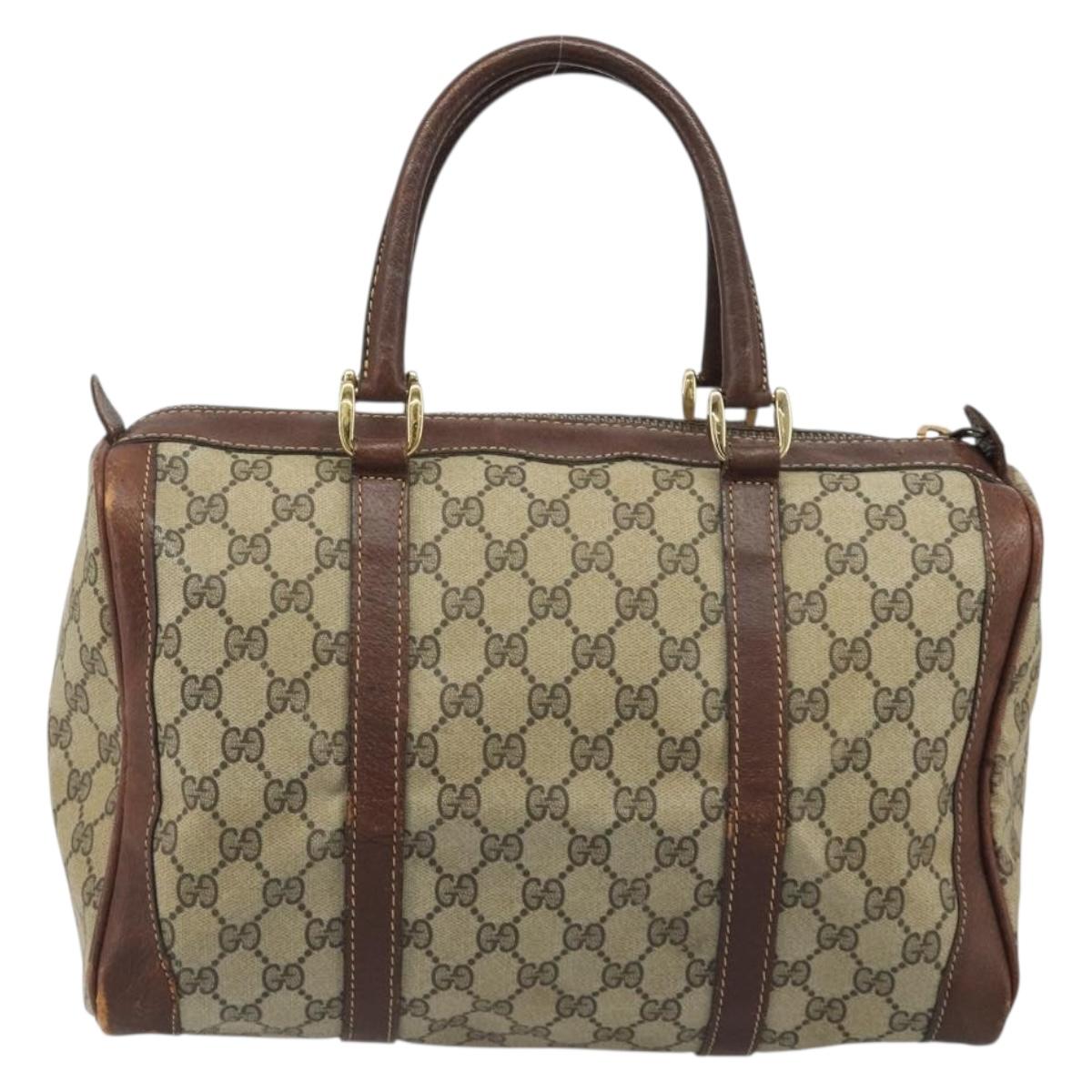GUCCI GG Supreme Boston Bag PVC Beige Auth 188090