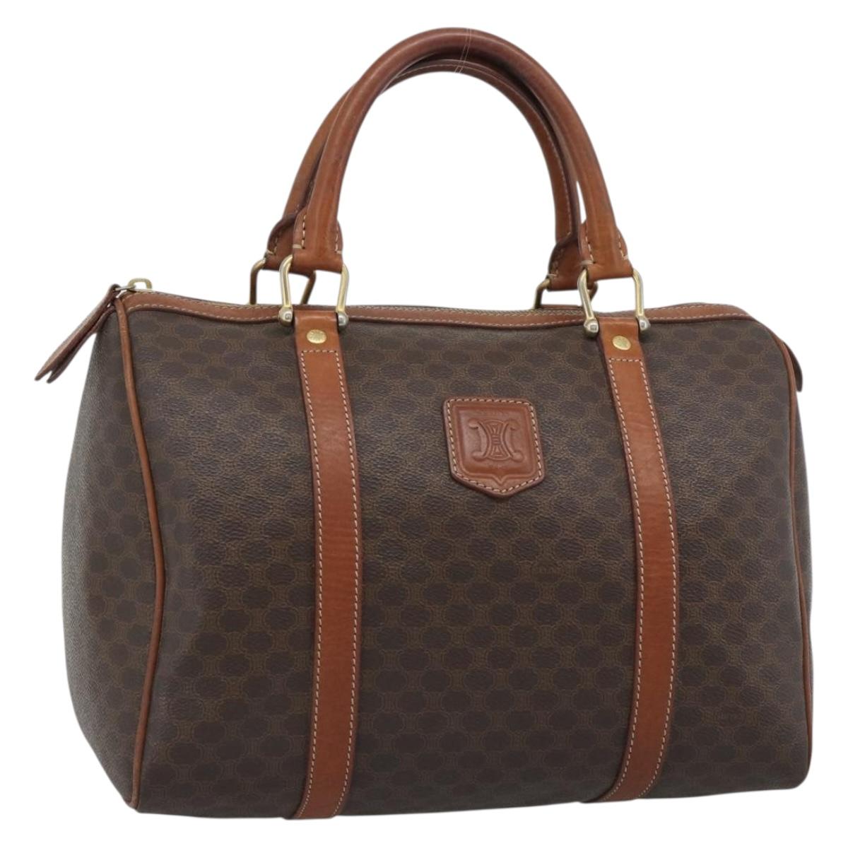 CELINE Macadam Canvas Hand Bag PVC Brown Auth 188100A