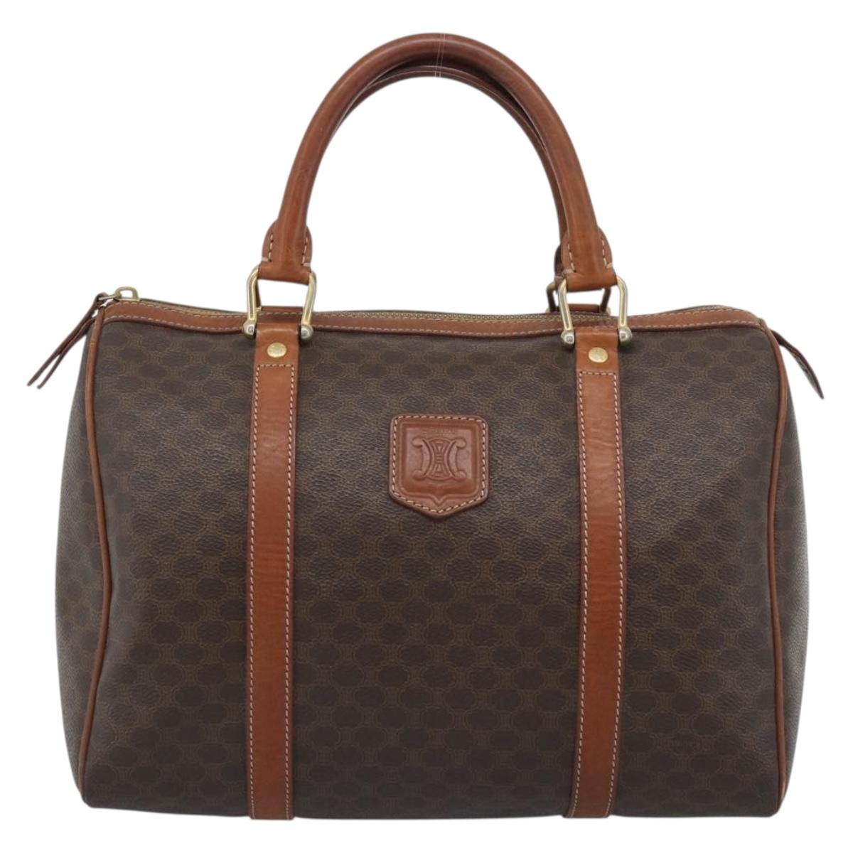 CELINE Macadam Canvas Hand Bag PVC Brown Auth 188100A
