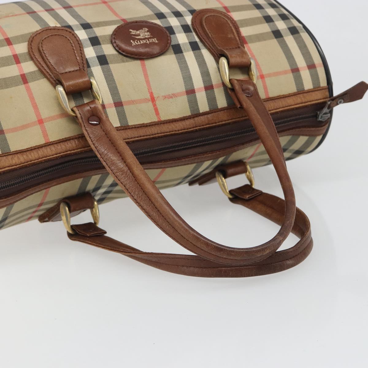 Burberrys Nova Check Hand Bag Canvas Beige Auth 188101