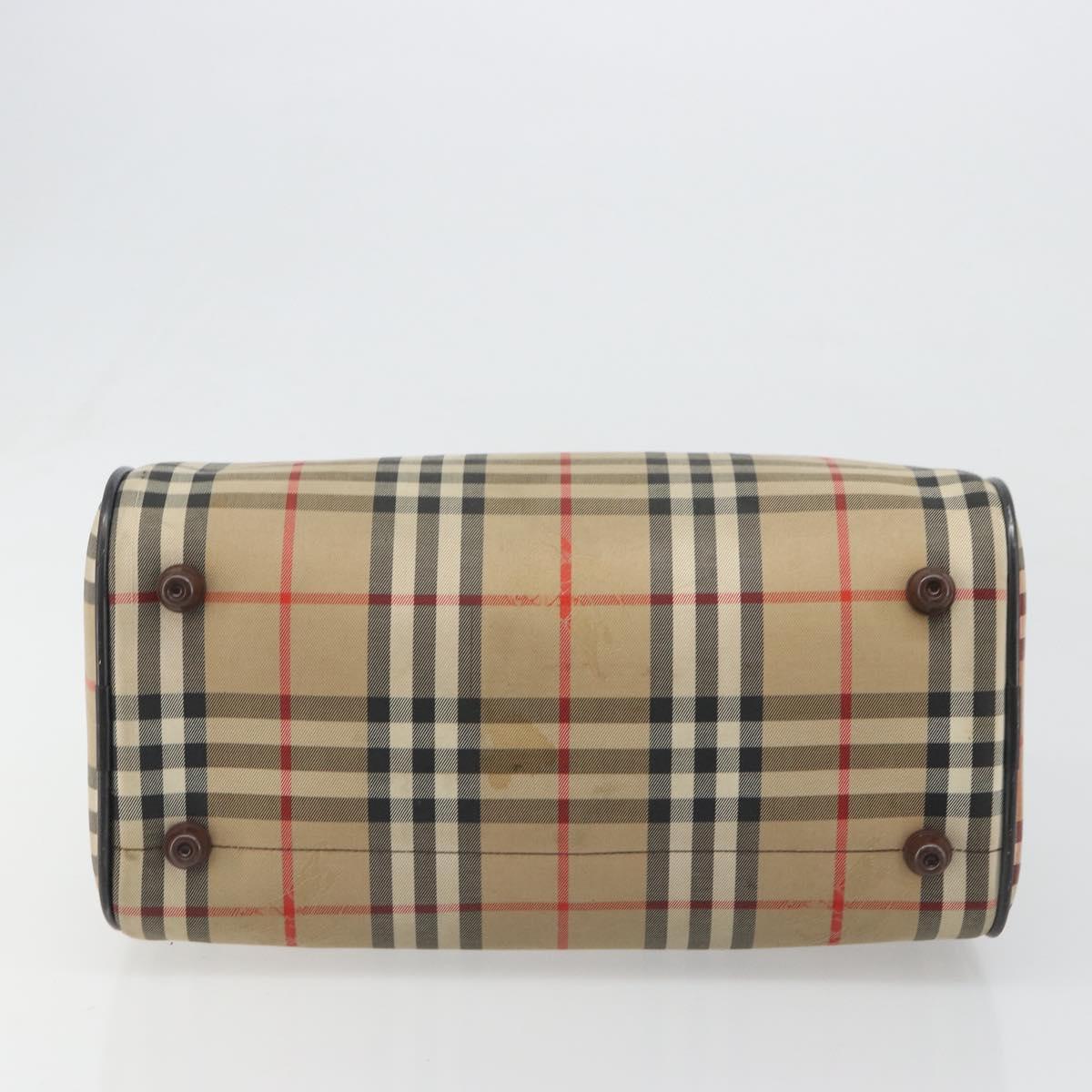 Burberrys Nova Check Hand Bag Canvas Beige Auth 188101