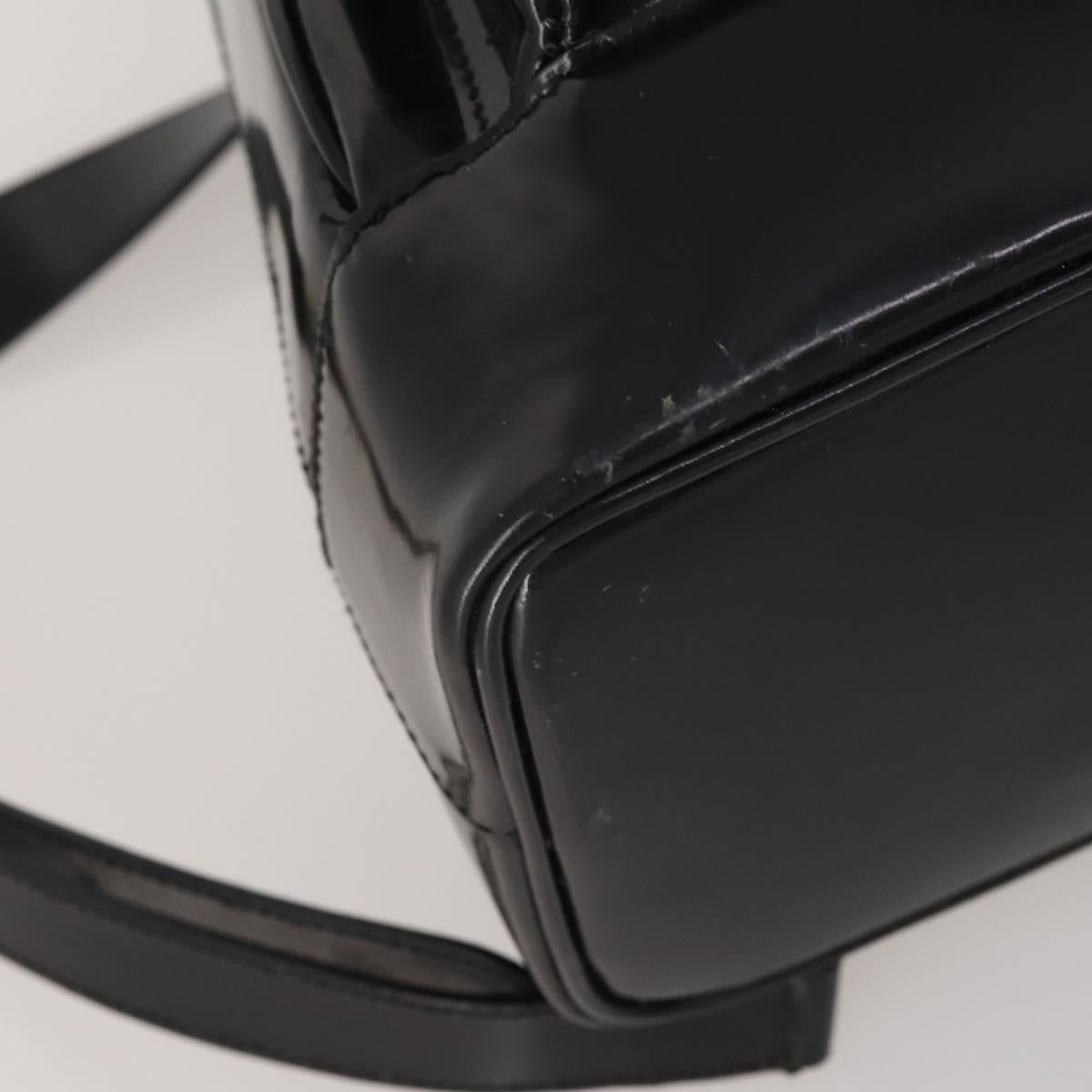 GUCCI Bamboo Body Bag Patent leather Black Auth 188102