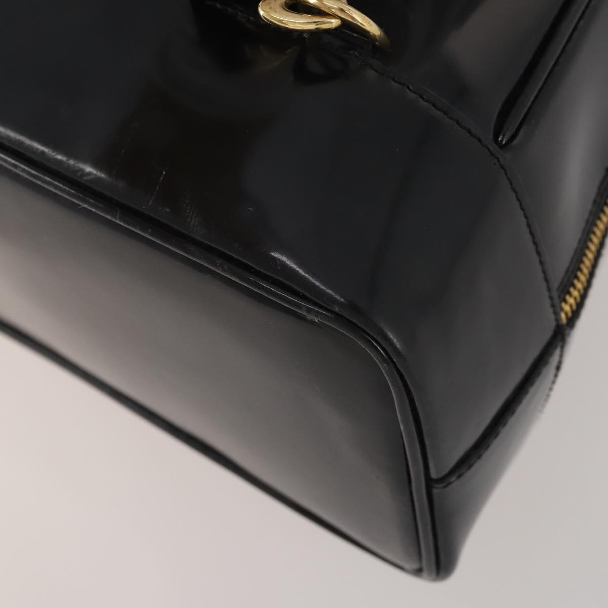 GUCCI Bamboo Body Bag Patent leather Black Auth 188102