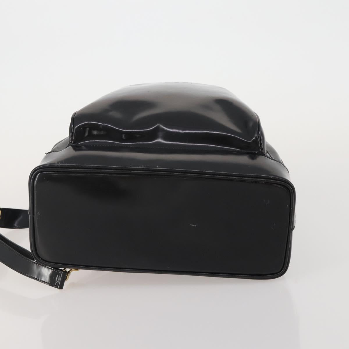 GUCCI Bamboo Body Bag Patent leather Black Auth 188102