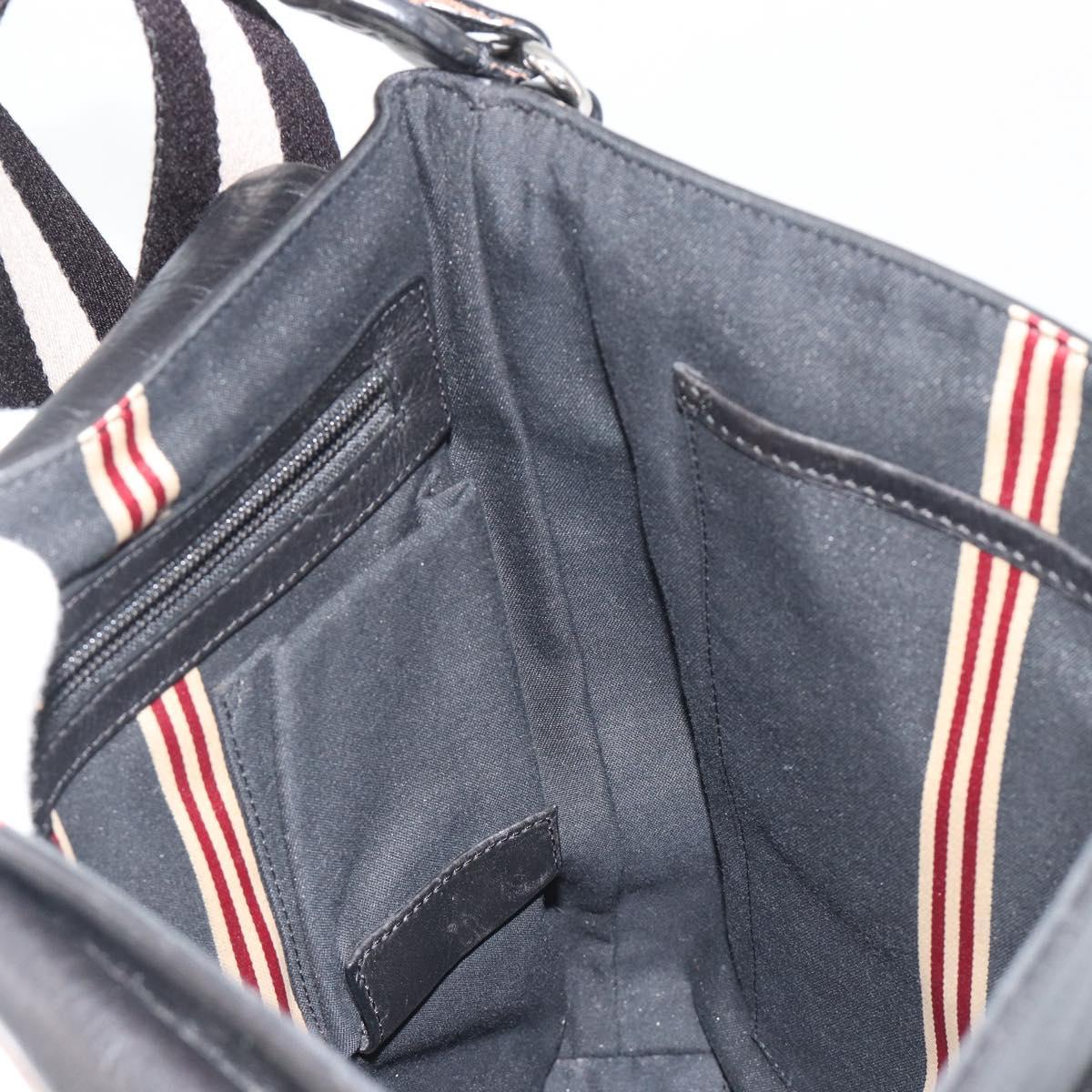 BALLY Shoulder Bag Leather Black Silver Auth 188106