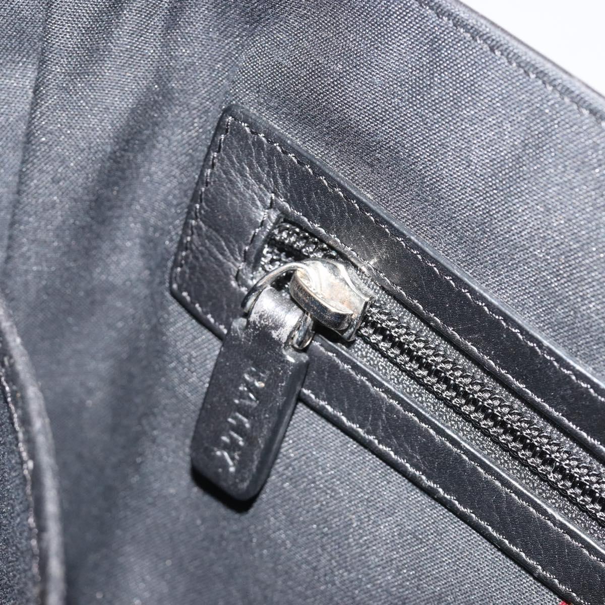 BALLY Shoulder Bag Leather Black Silver Auth 188106