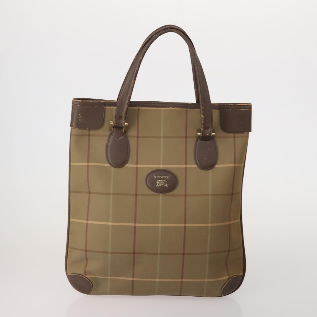 Burberrys Hand Bag Leather Canvas 4 Set Brown Beige Auth 188107