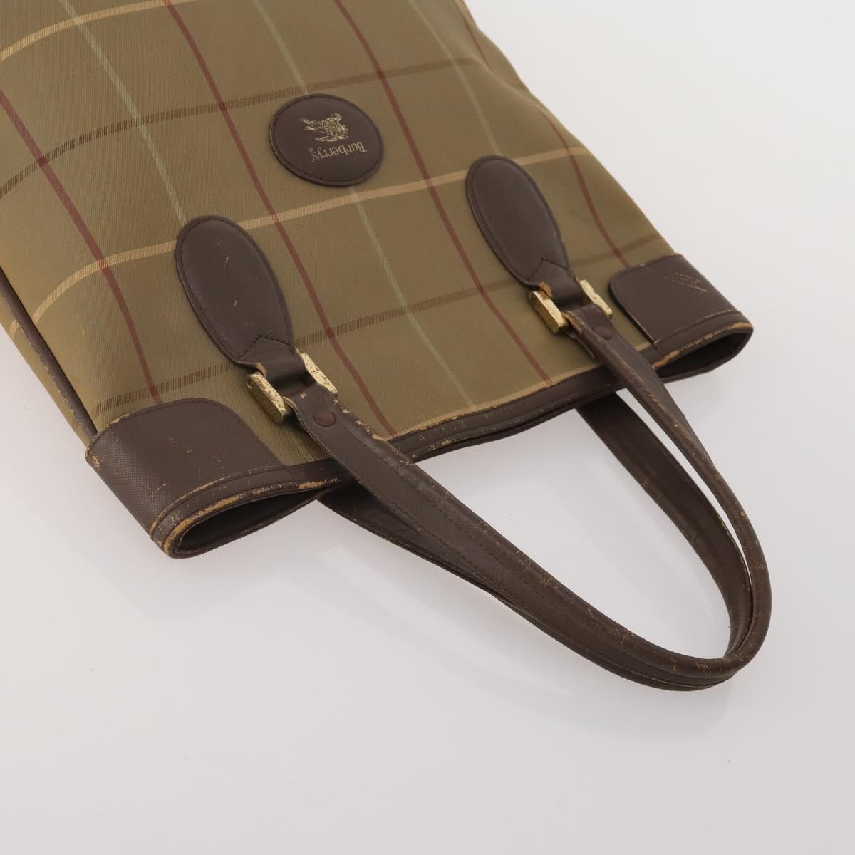 Burberrys Hand Bag Leather Canvas 4 Set Brown Beige Auth 188107