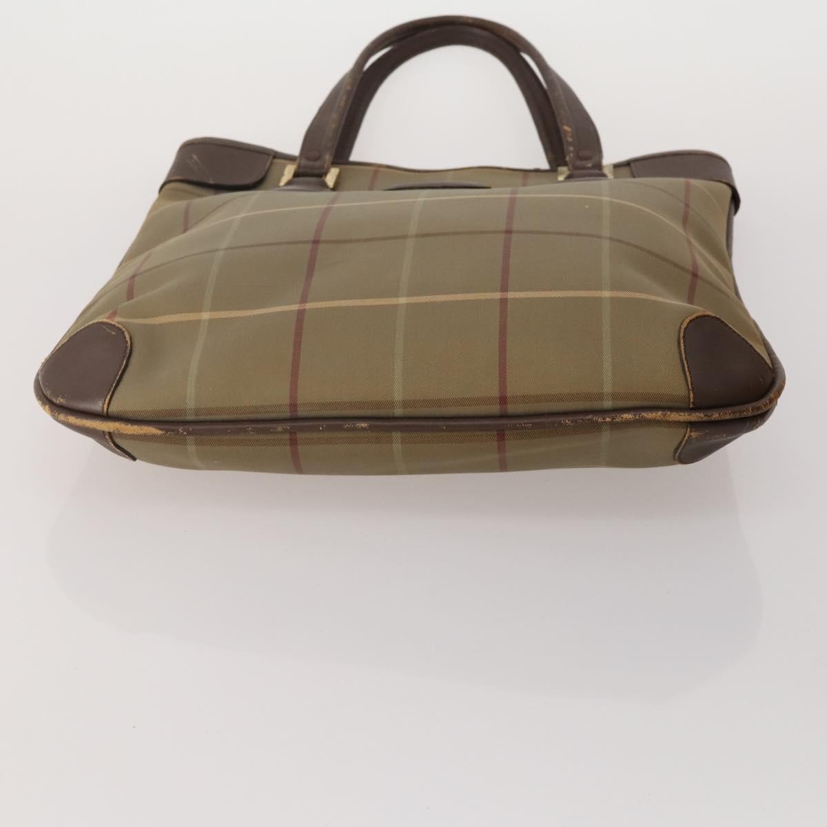 Burberrys Hand Bag Leather Canvas 4 Set Brown Beige Auth 188107