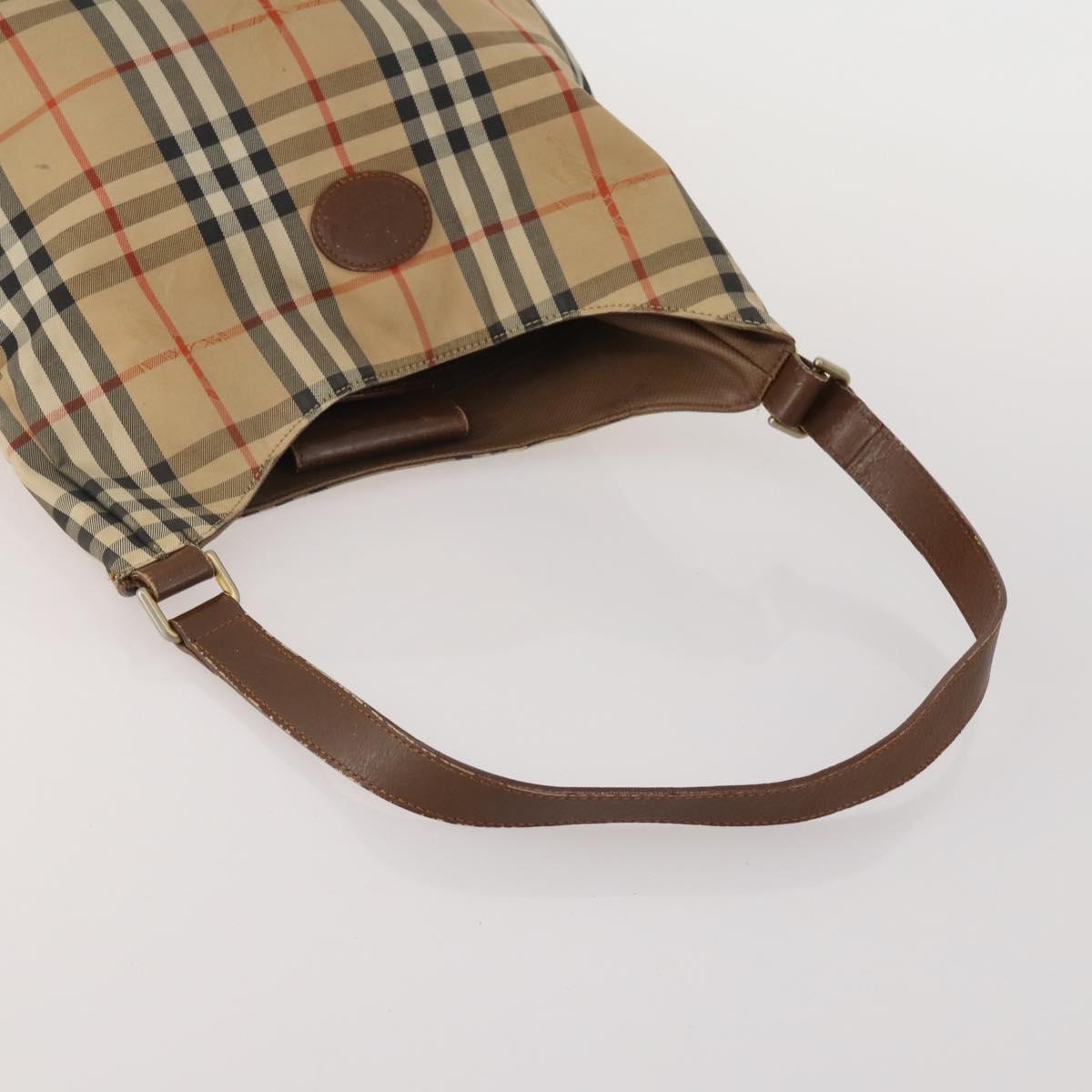 Burberrys Nova Check Hand Bag Leather Canvas 4 Set Brown Beige Auth 188108