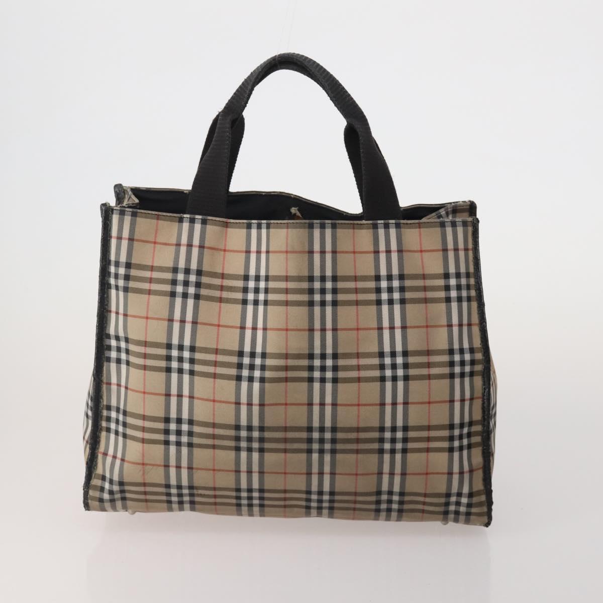 Burberrys Nova Check Hand Bag Leather Canvas 4 Set Brown Beige Auth 188108