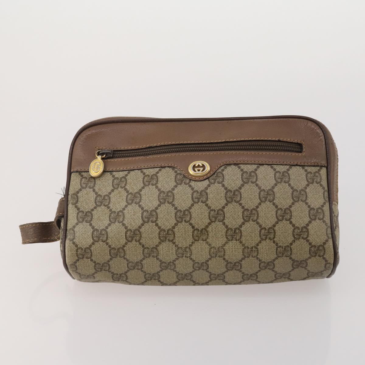 GUCCI GG Supreme Shoulder Bag PVC 4 Set Navy Beige Auth 188116