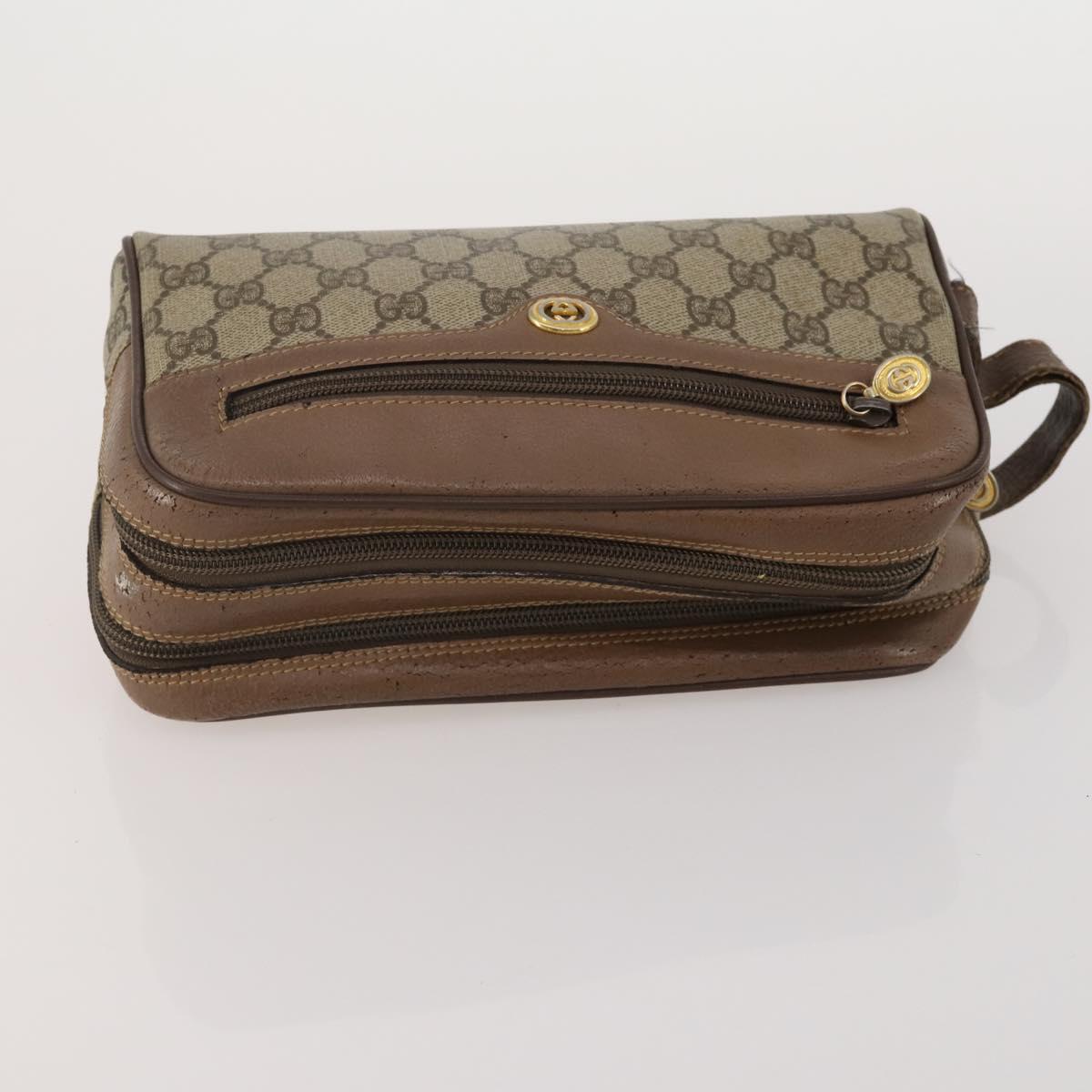 GUCCI GG Supreme Shoulder Bag PVC 4 Set Navy Beige Auth 188116
