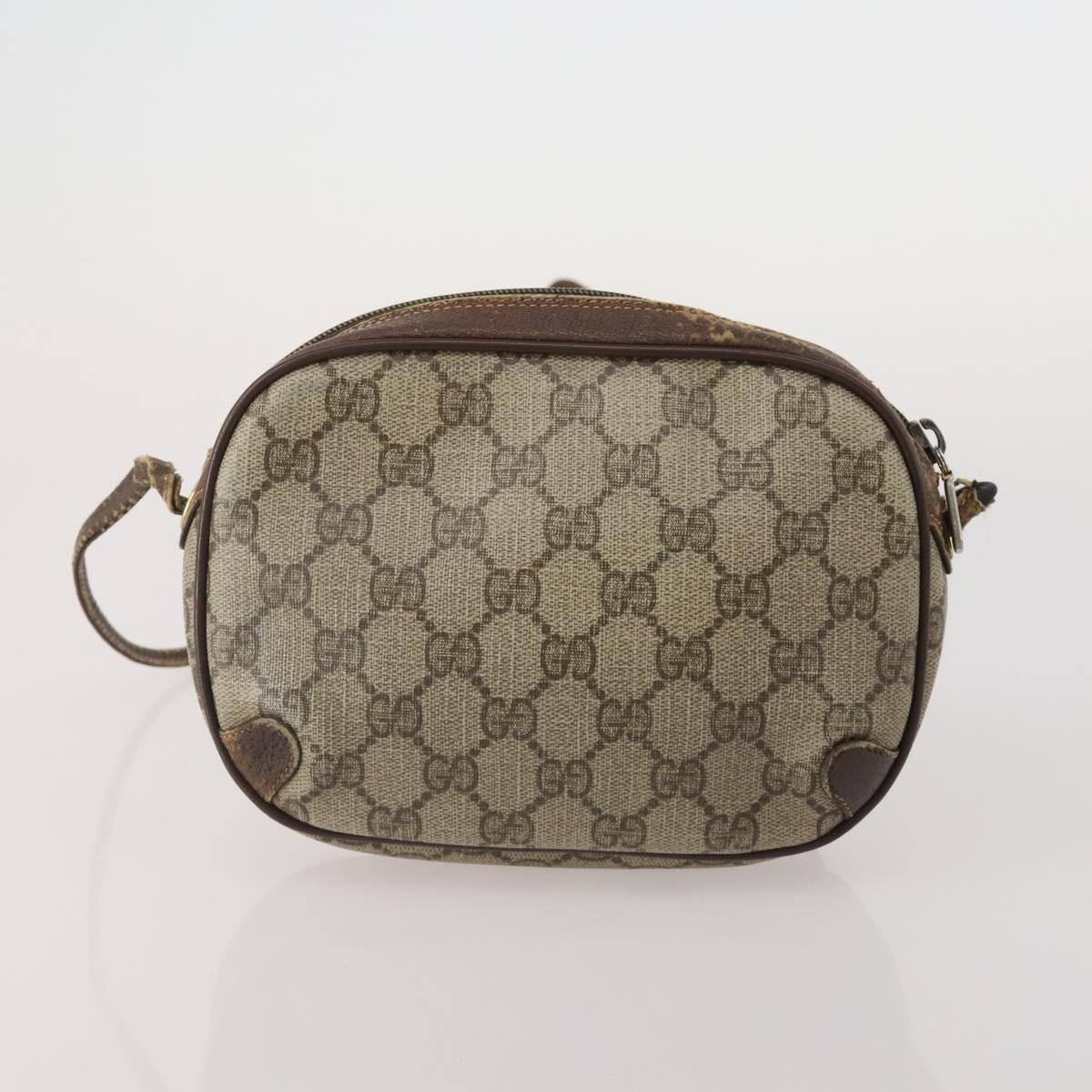 GUCCI GG Supreme Shoulder Bag PVC 4 Set Navy Beige Auth 188116