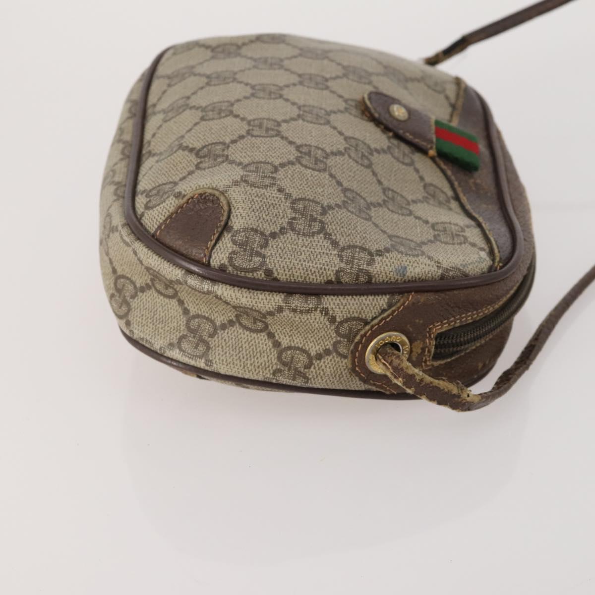 GUCCI GG Supreme Shoulder Bag PVC 4 Set Navy Beige Auth 188116