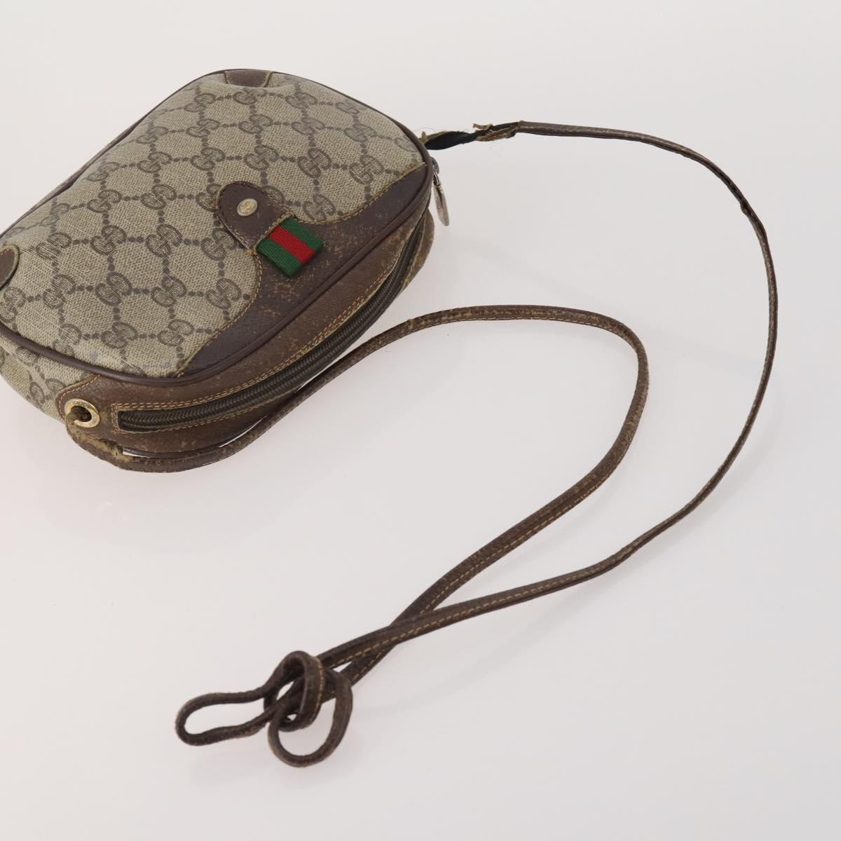 GUCCI GG Supreme Shoulder Bag PVC 4 Set Navy Beige Auth 188116