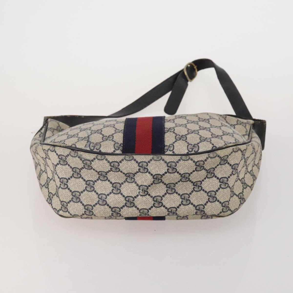 GUCCI GG Supreme Shoulder Bag PVC 4 Set Navy Beige Auth 188116