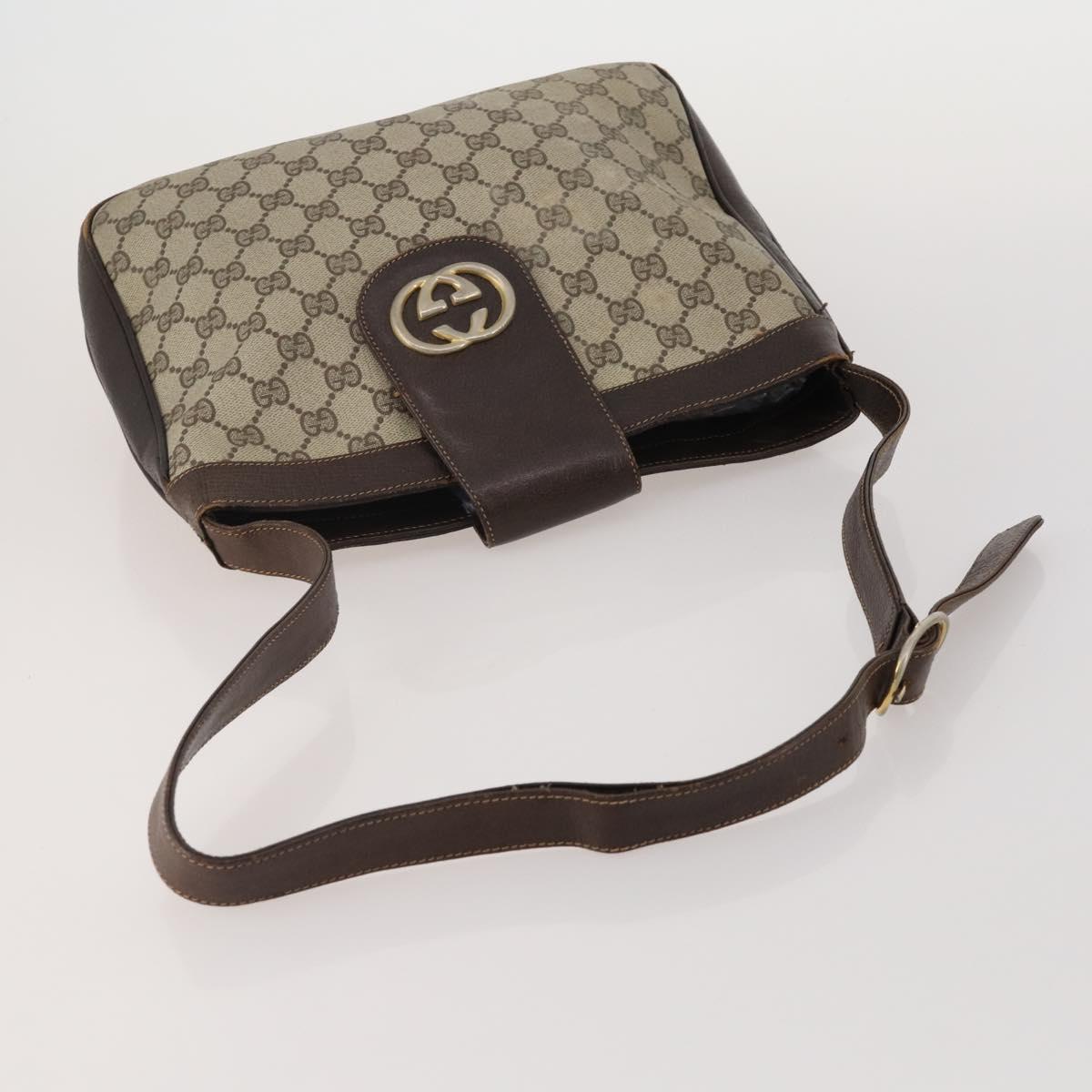 GUCCI Micro GG Supreme Tote Bag PVC 3 Set Beige Auth 188117