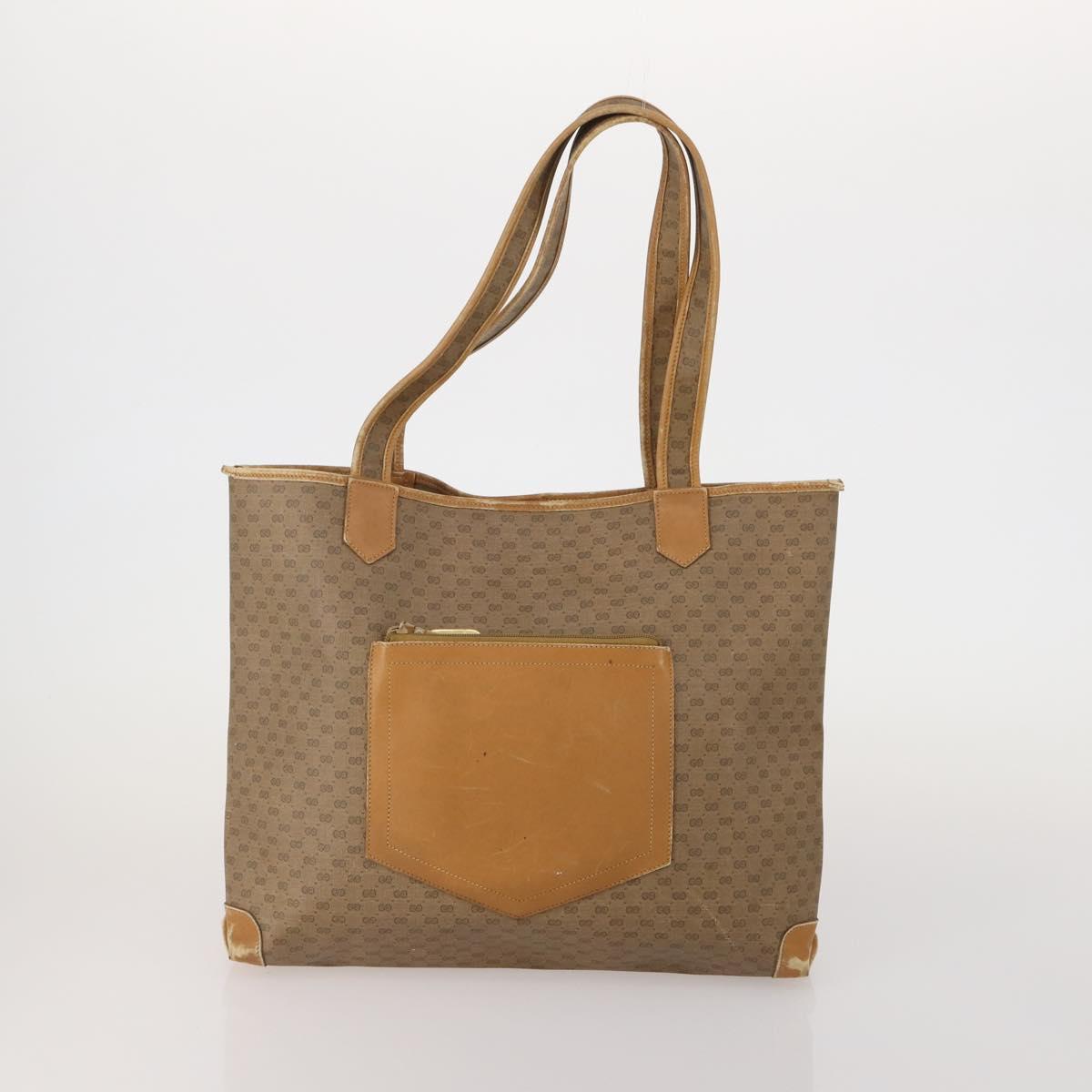 GUCCI Micro GG Supreme Tote Bag PVC 3 Set Beige Auth 188117