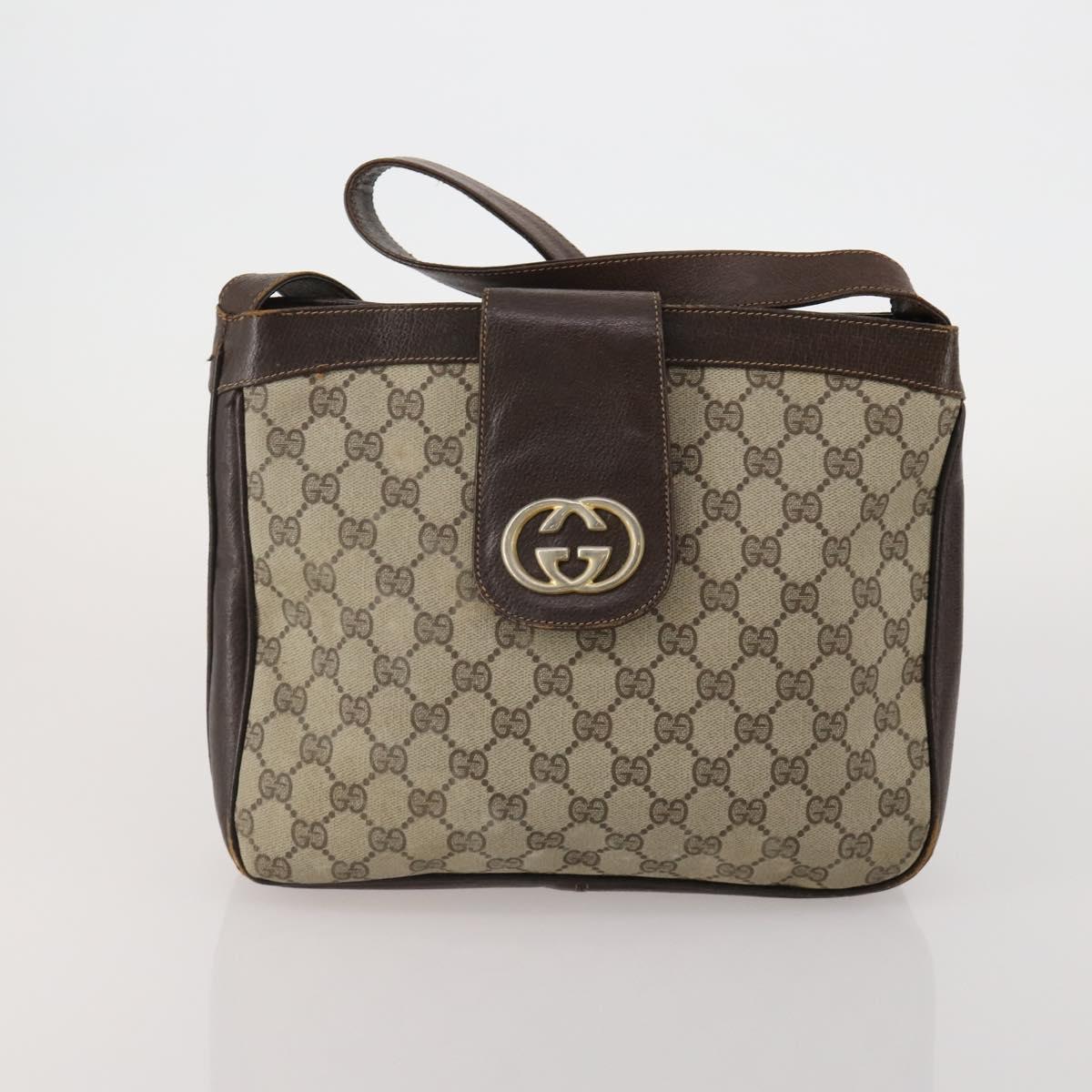 GUCCI Micro GG Supreme Tote Bag PVC 3 Set Beige Auth 188117