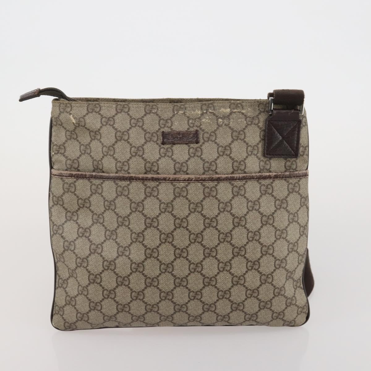 GUCCI GG Supreme Shoulder Bag PVC 3 Set Beige Auth 188118