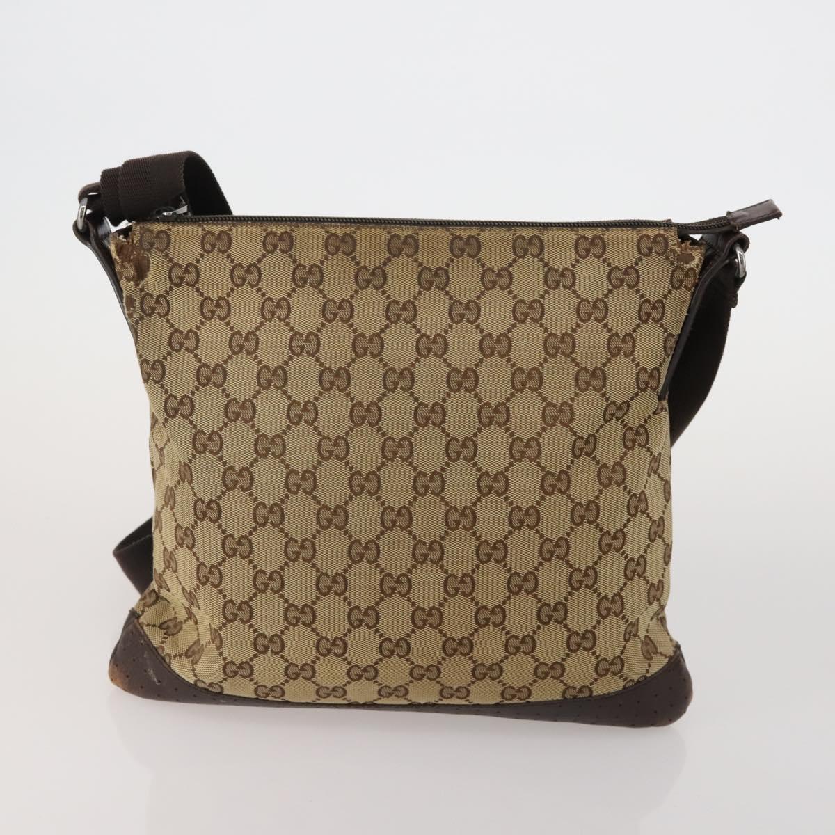 GUCCI GG Canvas GG Crystal Shoulder Bag 5 Set Beige Black Auth 188120