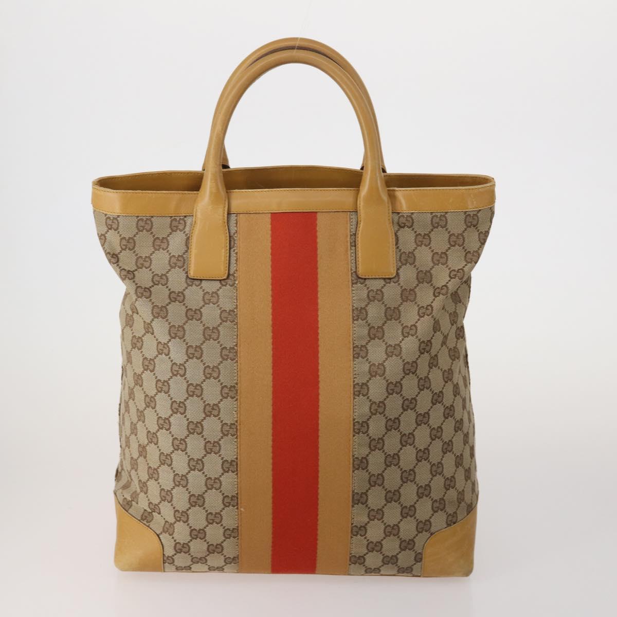 GUCCI GG Canvas GG Crystal Shoulder Bag 5 Set Beige Black Auth 188120