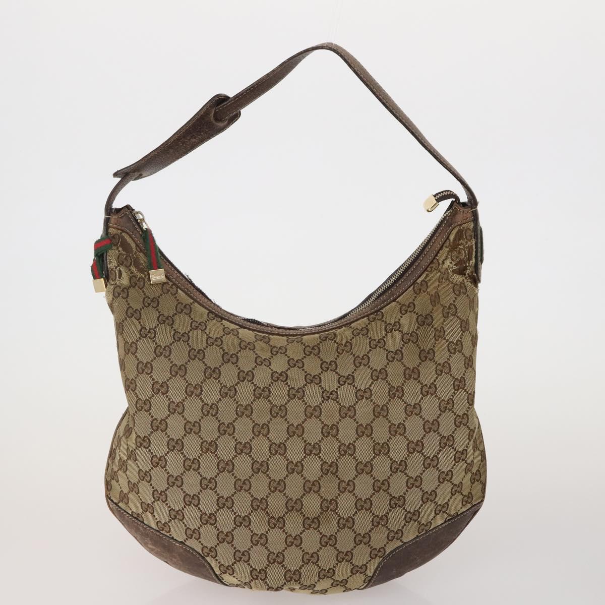 GUCCI GG Canvas GG Crystal Shoulder Bag 5 Set Beige Black Auth 188120