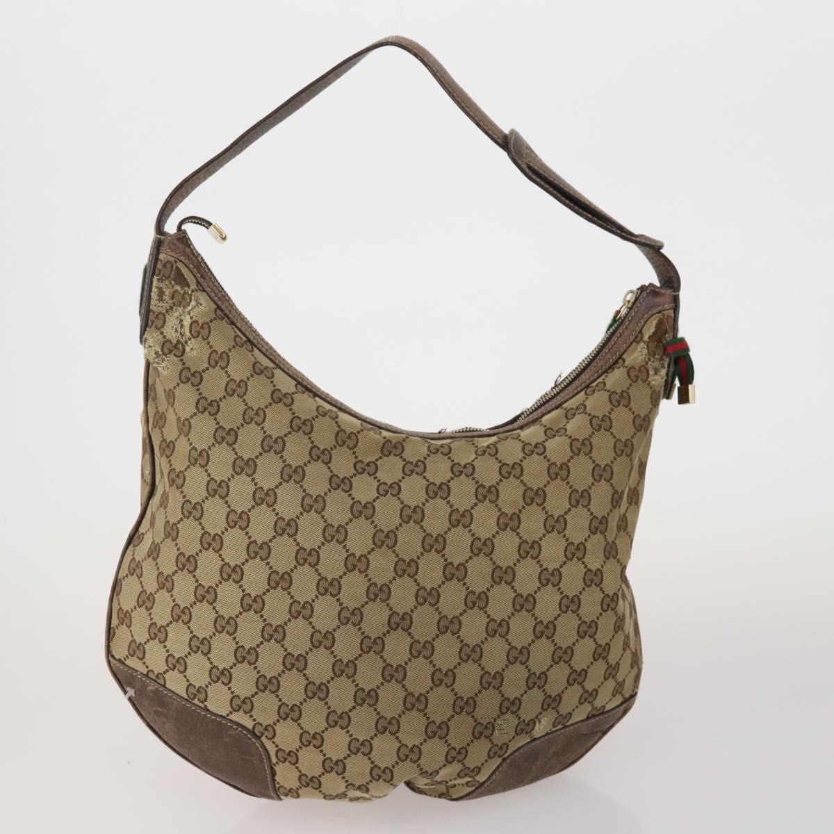 GUCCI GG Canvas GG Crystal Shoulder Bag 5 Set Beige Black Auth 188120