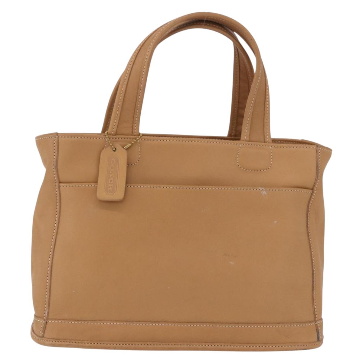 Coach Hand Bag Leather Brown Gold Auth 188180