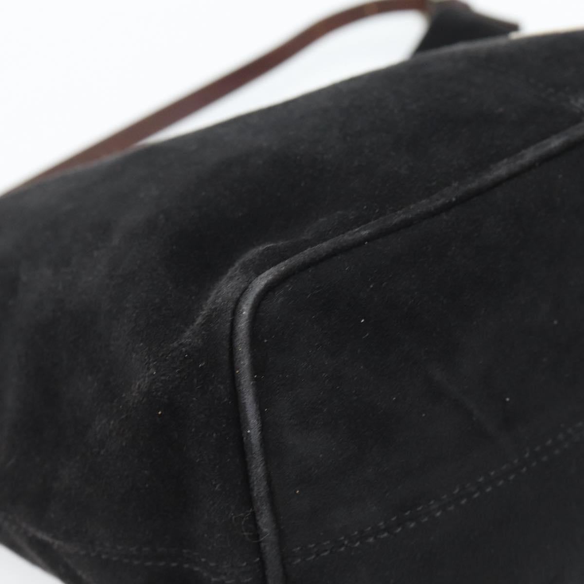 FENDI Shoulder Bag Suede Black Gold Auth 188202