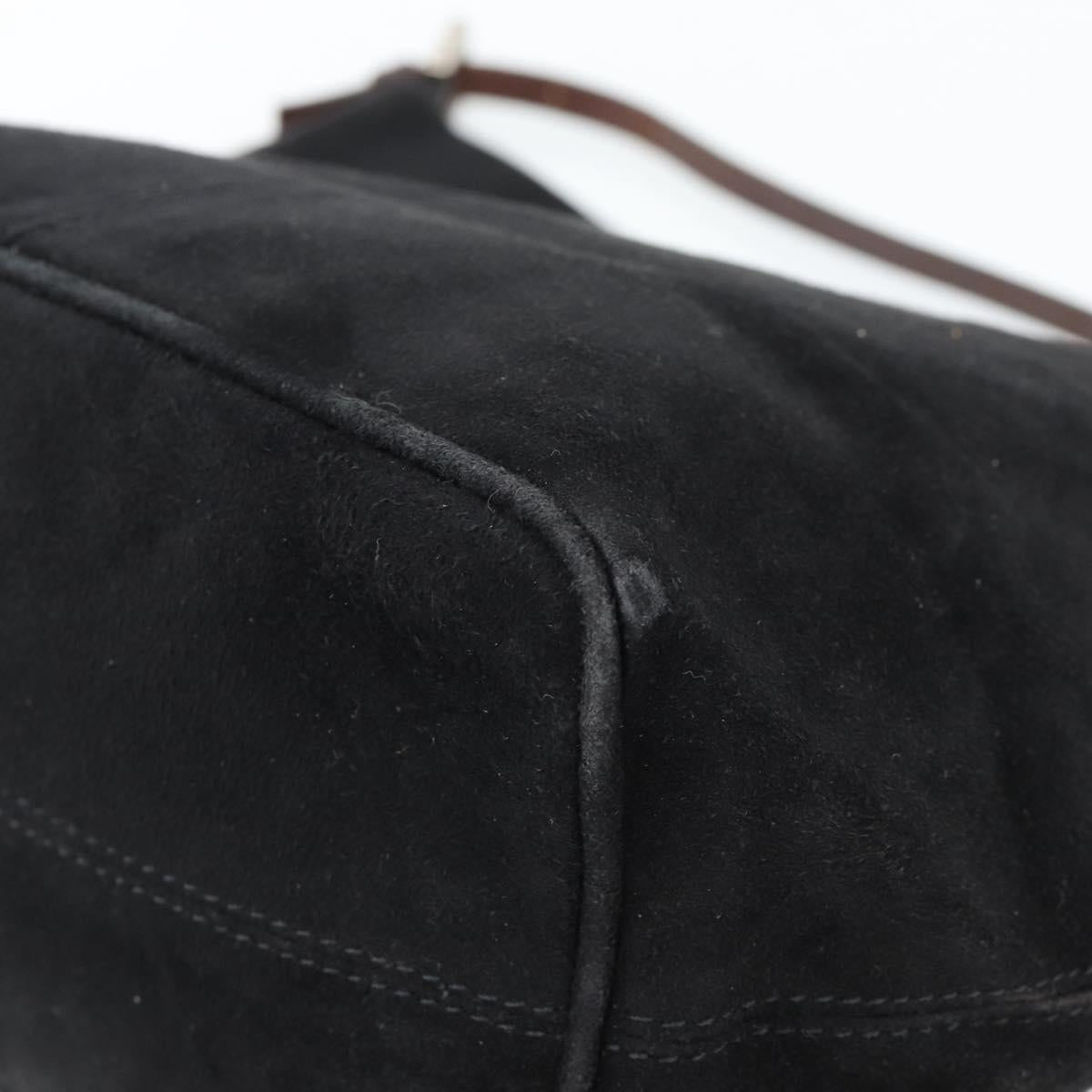 FENDI Shoulder Bag Suede Black Gold Auth 188202