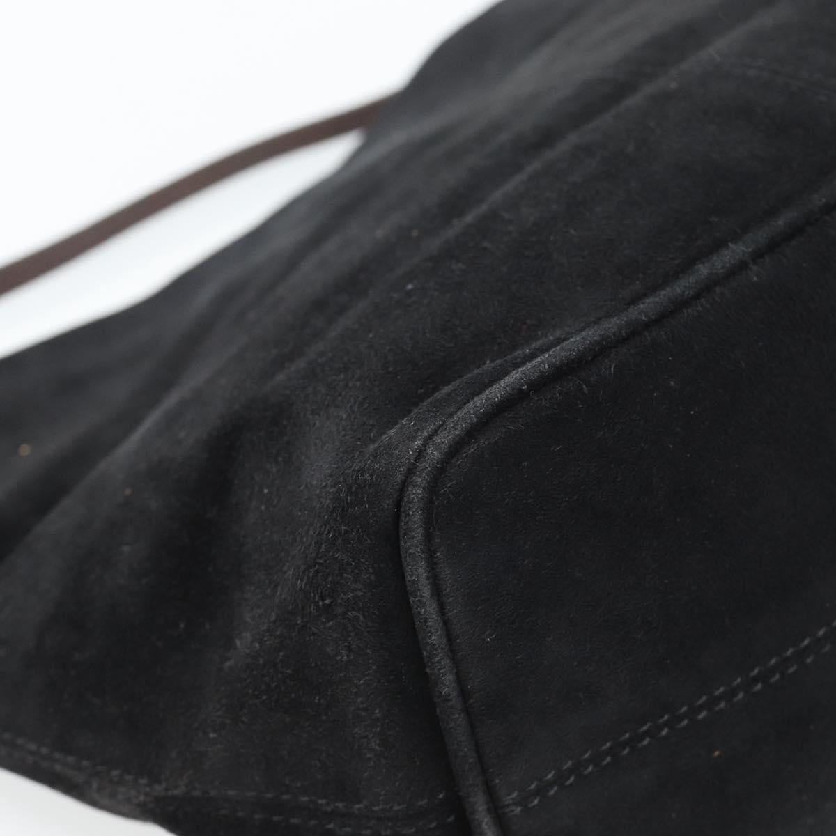 FENDI Shoulder Bag Suede Black Gold Auth 188202